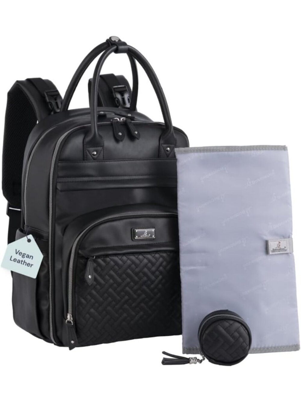 Stylish Leather Diaper Bag Backpack - Multi-Functional Baby Travel Bag with